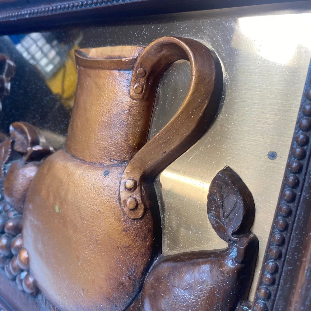 Vintage Copper Finish 3D Wall Art Pitcher Fruit‎ Embossed Metal Plaque